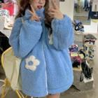 Fluffy-lined Flower Stand-collar Jacket