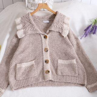 Wide Collar Long-sleeve Cardigan
