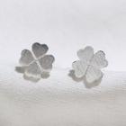 925 Sterling Silver Four-leaf Clover Stud Earring 1 Pair - Earrings - Clover - One Size