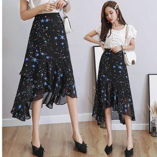 Starry Chiffon Irregular A-line Midi Skirt