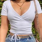 Short-sleeved Wrap Front T-shirt