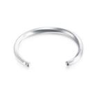 Fashion Simple Geometric Round 316l Stainless Steel Bangle With Pink Cubic Zirconia Silver - One Size