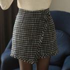 Tweed Wrap-front Mini Skirt