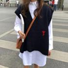 Long-sleeve Shirt / Embroidered Knit Vest