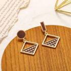 Houndstooth Square Asymmetrical Dangle Earring 1 Pair - Gold - One Size