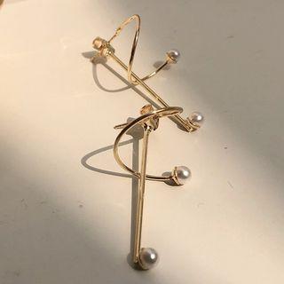 Faux Pearl Swirl Alloy Dangle Earring 1 Pair - Stud Earrings - Gold - One Size