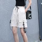 Elastic-waist Strap Accent Shorts
