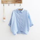 Gingham Batwing Blouse