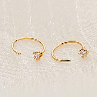 Rhinestone Hoop Earring 1 Pair - Zircon - One Size