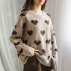 Heart-patterned Oversized Sweater