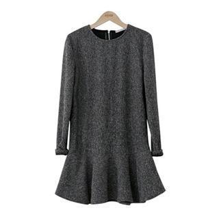 Ruffle-hem Wool Blend Dress