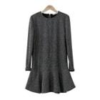 Ruffle-hem Wool Blend Dress