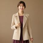 Double-breasted Faux-pearl Buttoned Blazer