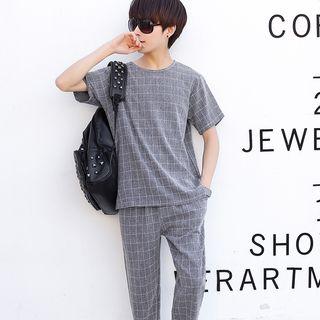 Set: Short-sleeve Plain T-shirt + Pants