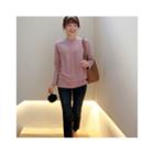 Seam-front Long Sleeve Fleece-lined T-shirt