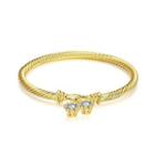 Fashion Simple Plated Gold Geometric Texture Cubic Zircon Bangle Golden - One Size