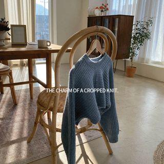 Raglan Dip-back Cropped Sweater