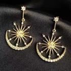 Sun Sterling Silver Ear Stud 1 Pair - Gold - One Size