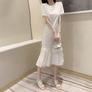 Tie-back Ruffle Hem Midi Dress
