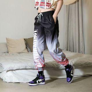 Cropped Lettering Printed Harem Sweatpants