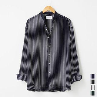 Mandarin-collar Sleek Dress Shirt