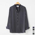 Mandarin-collar Sleek Dress Shirt