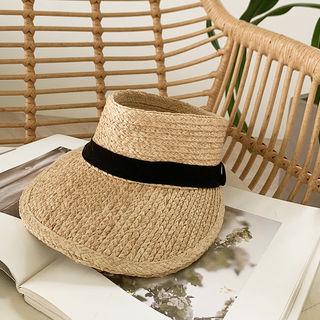 Contrast-trim Woven Sun Hat Beige - One Size