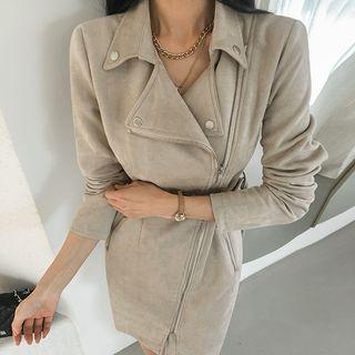 Belted Suedette Mini Biker Dress