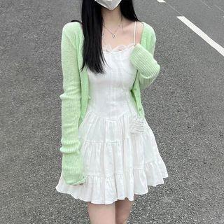 Spaghetti Mini A-line Dress / Cardigan / Set