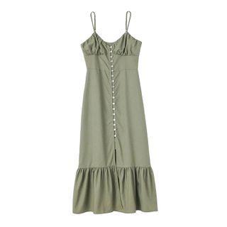 Spaghetti-strap Button-up Midi Dress