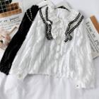 Ruffled-trim Loose-fit Fringed Blouse
