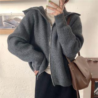 Oversized Zip Knit Cardigan