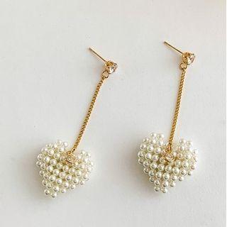 Heart Faux Pearl Dangle Earring 1 Pair - Pearl - One Size