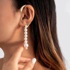 Faux Pearl Drop Clip On Earring Gold - One Size
