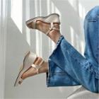 Square-toe Strappy Wedge Sandals