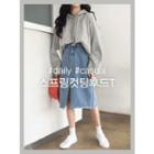 Wide-sleeve Fray-hem Hoodie