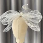 Wedding Bow Mesh Faux Pearl Headpiece White - One Size