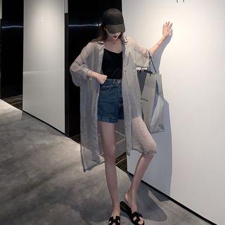Sheer See-through Long-sleeve Light Shirt