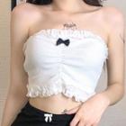 Lace Trim Bow Tube Top