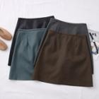 Faux-leather A-line Mini Skirt In 5 Colors