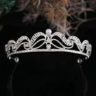 Rhinestone Faux Pearl Wedding Headband Silver - One Size