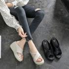 Peep-toe Platform Wedge-heel Sandals
