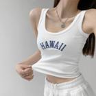 Hawaii-embroidered Crop Tank Top