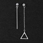 Non-matching 925 Sterling Silver Triangle & Bar Dangle Earring Silver - One Size