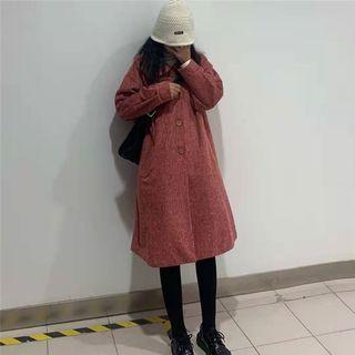 Long-sleeve Single Breast Plain Coat As Shown In Figure - One Size