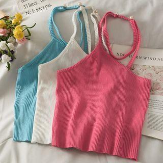 Asymmetrical Knit Halter Top