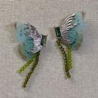 Butterfly Faux Crystal Fringed Earring 1 Pair - Green - One Size