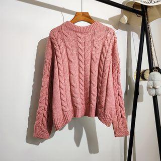 Cropped Cable-knit Loose-fit Sweater