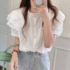 Ruffle Puff-sleeve Shirt