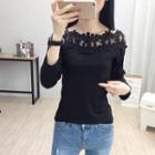 Lace Cold-shoulder 3/4 Sleeve Top